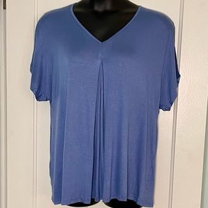 Women’s Plus Size & Regular Size Dusty Blue V-neck Top with Split Sleeves